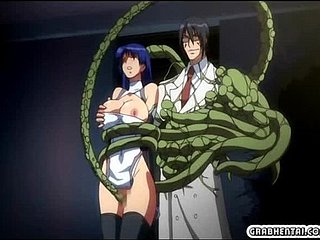 hentai busty จับและเจาะโดยหนวดอะนิเมะที่มีขนยาว