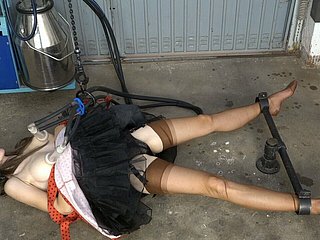Milking tits involving nylons