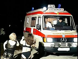 Sex-crazed microscopic sluts suck guy's appliance in an ambulance