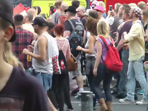 berlin babe forth public flashing, fucking added to cumshot